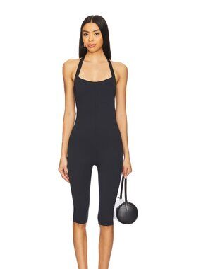 NEW Nubyen Anchor Pedal Pusher Catsuit Black Sleeveless Short Workout Romper